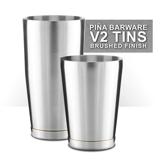 Stainless Steel Bar Boston Shaker Tin Set - 28oz. & 18oz. / Brushed Finish (V2-1 Pair)