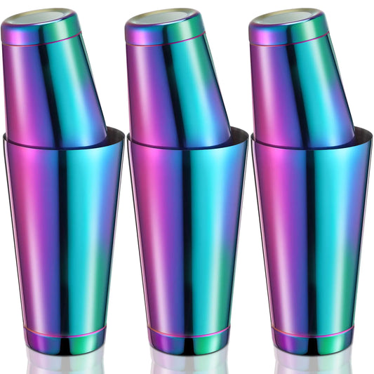 6 Pcs Stainless Steel Boston Shaker Set, Weighted- 18 oz & 28 oz (Multi-color)